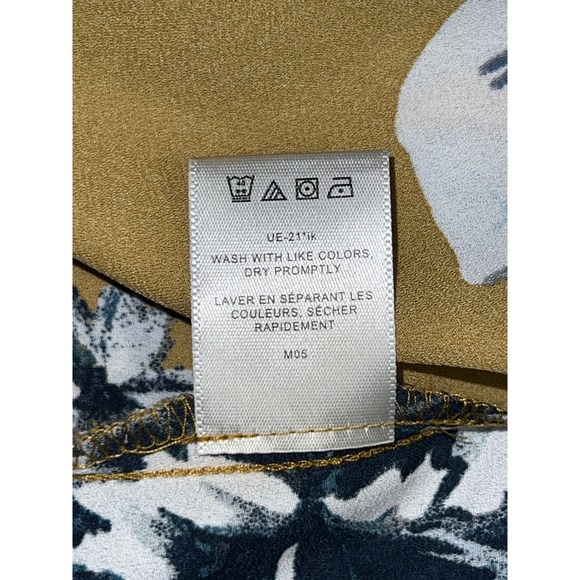 Van Heusen Top Women's Size XXL Mustard Blue Floral 3/4 Sleeve Pullover Blouse - Picture 10 of 10